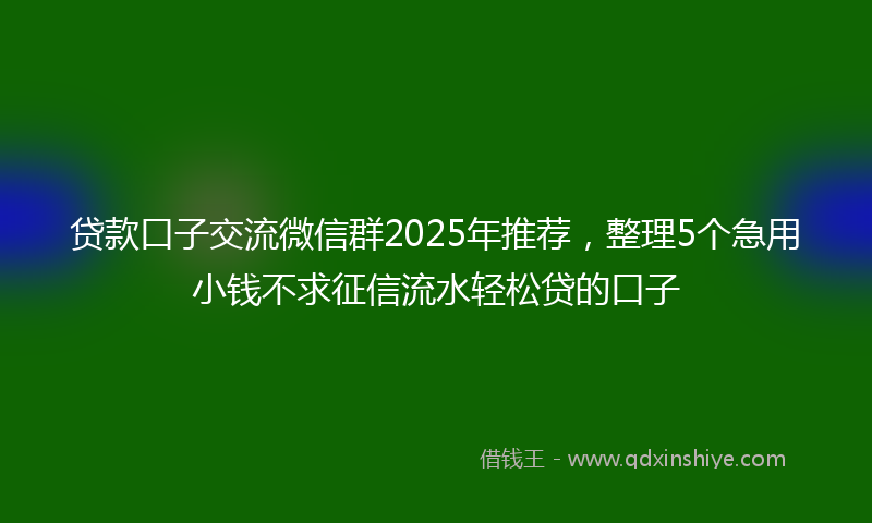 贷款口子交流微信群2025年推荐，整理5个急用小钱不求征信流水轻松贷的口子