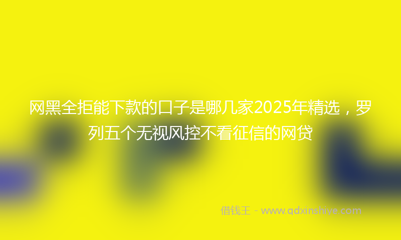 网黑全拒能下款的口子是哪几家2025年精选，罗列五个无视风控不看征信的网贷