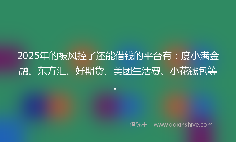 2025年的被风控了还能借钱的平台有：度小满金融、东方汇、好期贷、美团生活费、小花钱包等。