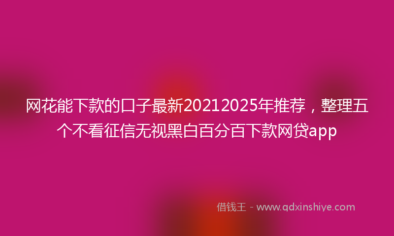 网花能下款的口子最新20212025年推荐，整理五个不看征信无视黑白百分百下款网贷app