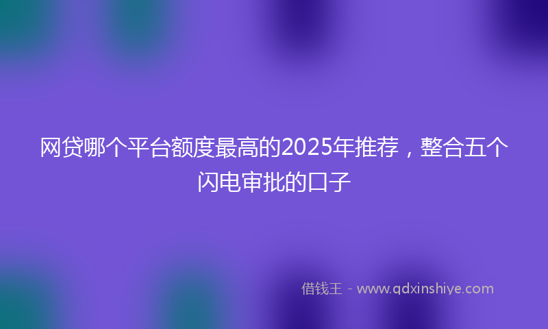 网贷哪个平台额度最高的2025年推荐，整合五个闪电审批的口子