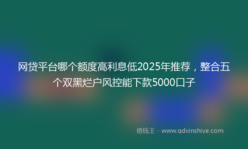 网贷平台哪个额度高利息低2025年推荐，整合五个双黑烂户风控能下款5000口子
