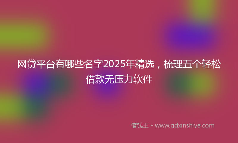 网贷平台有哪些名字2025年精选，梳理五个轻松借款无压力软件