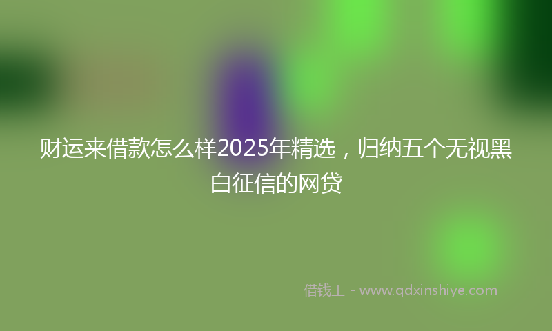财运来借款怎么样2025年精选，归纳五个无视黑白征信的网贷