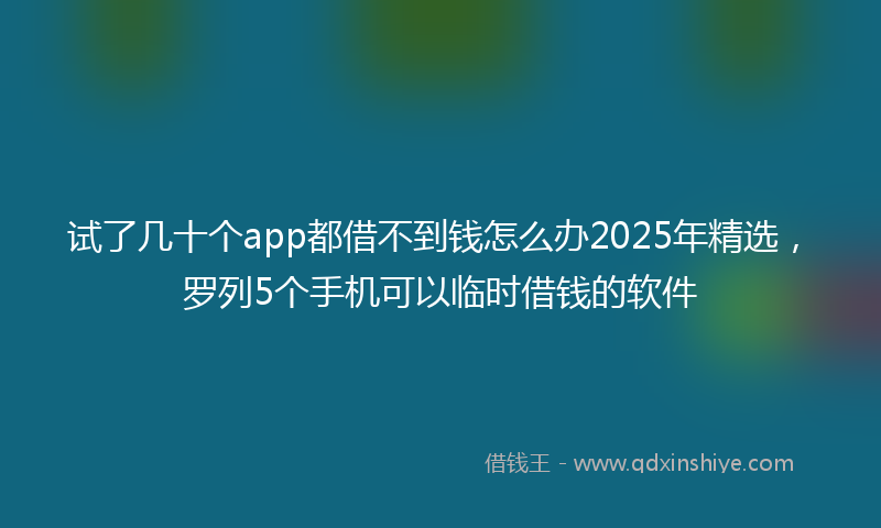 试了几十个app都借不到钱怎么办2025年精选，罗列5个手机可以临时借钱的软件