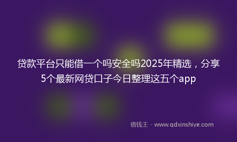 贷款平台只能借一个吗安全吗2025年精选，分享5个最新网贷口子今日整理这五个app