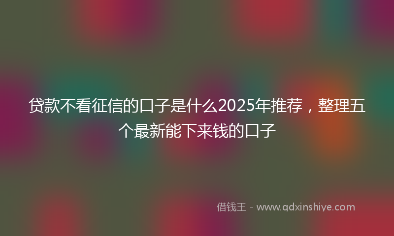 贷款不看征信的口子是什么2025年推荐，整理五个最新能下来钱的口子