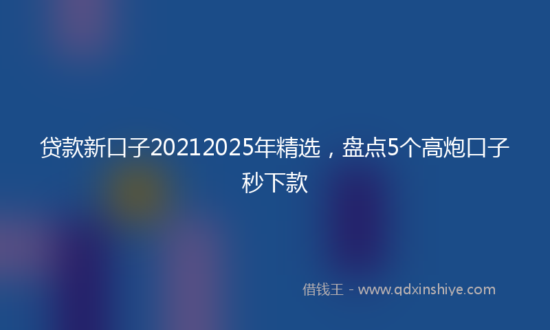 贷款新口子20212025年精选，盘点5个高炮口子秒下款
