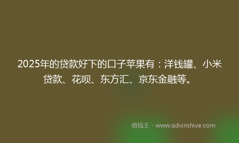 2025年的贷款好下的口子苹果有：洋钱罐、小米贷款、花呗、东方汇、京东金融等。