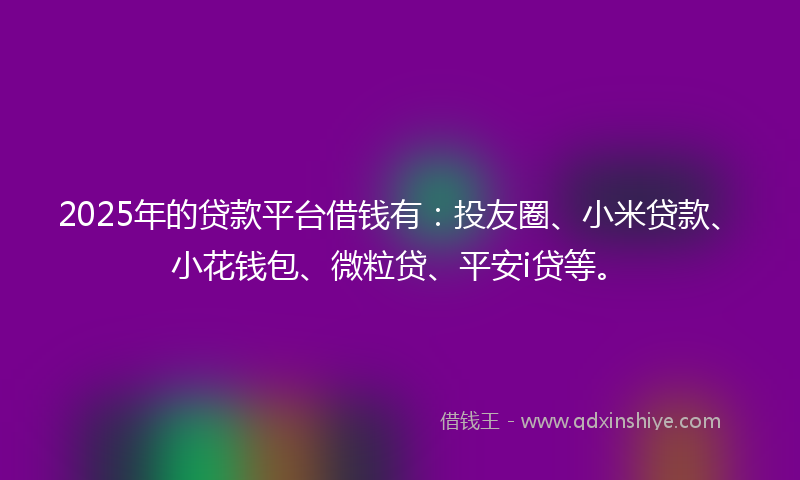 2025年的贷款平台借钱有：投友圈、小米贷款、小花钱包、微粒贷、平安i贷等。