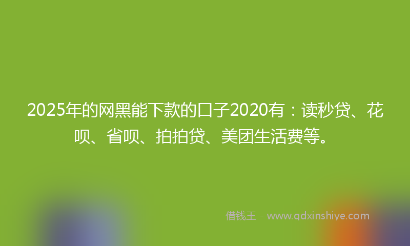 2025年的网黑能下款的口子2020有：读秒贷、花呗、省呗、拍拍贷、美团生活费等。