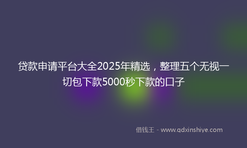 贷款申请平台大全2025年精选，整理五个无视一切包下款5000秒下款的口子