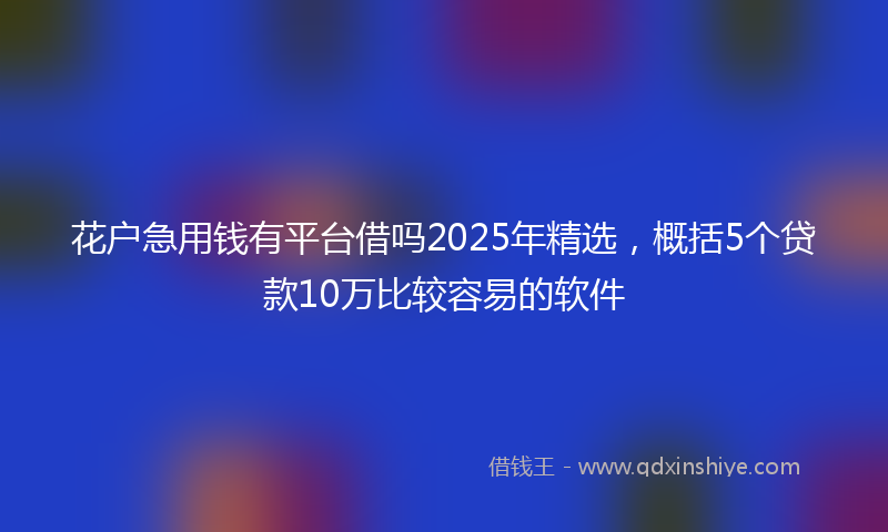 花户急用钱有平台借吗2025年精选，概括5个贷款10万比较容易的软件