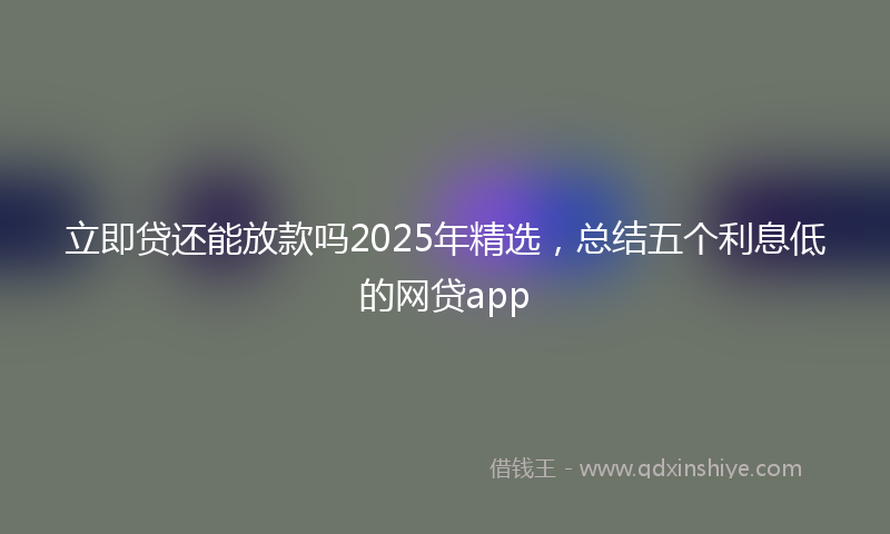 立即贷还能放款吗2025年精选，总结五个利息低的网贷app