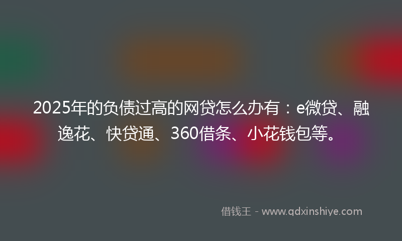 2025年的负债过高的网贷怎么办有：e微贷、融逸花、快贷通、360借条、小花钱包等。