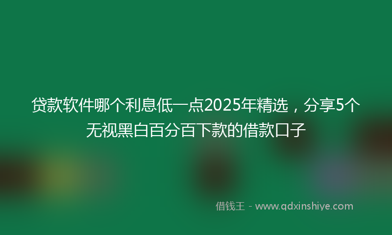 贷款软件哪个利息低一点2025年精选，分享5个无视黑白百分百下款的借款口子