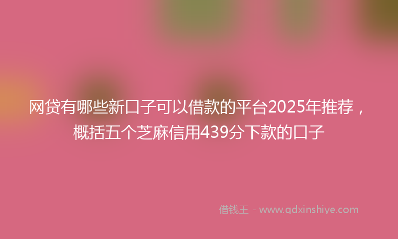 网贷有哪些新口子可以借款的平台2025年推荐，概括五个芝麻信用439分下款的口子
