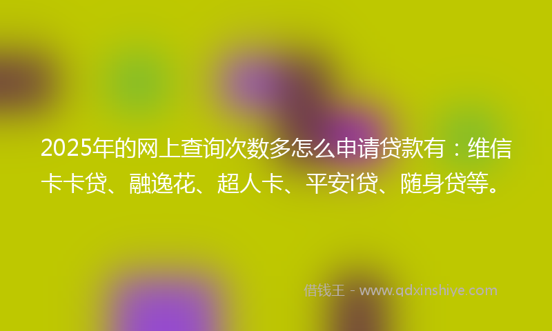 2025年的网上查询次数多怎么申请贷款有：维信卡卡贷、融逸花、超人卡、平安i贷、随身贷等。