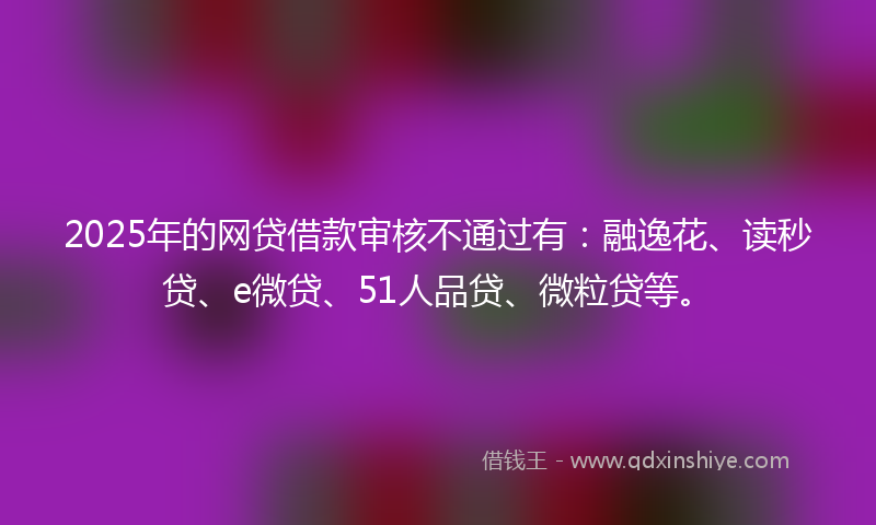 2025年的网贷借款审核不通过有：融逸花、读秒贷、e微贷、51人品贷、微粒贷等。