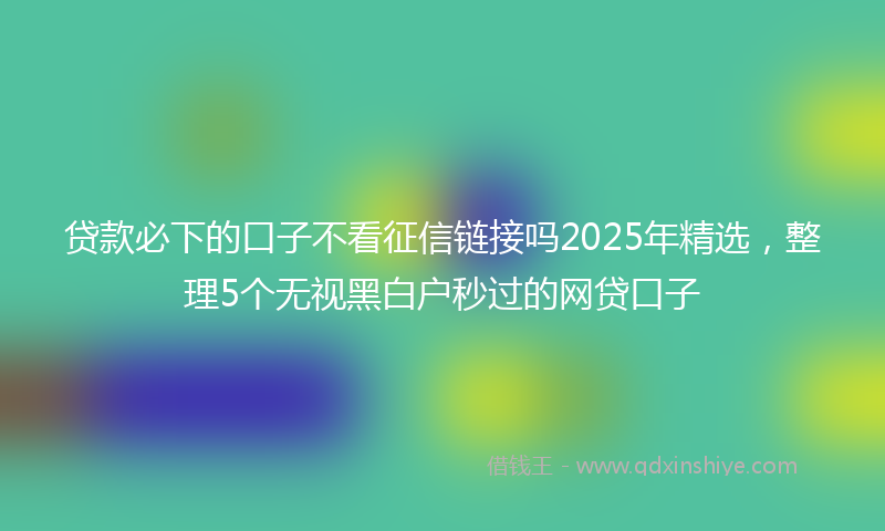 贷款必下的口子不看征信链接吗2025年精选，整理5个无视黑白户秒过的网贷口子