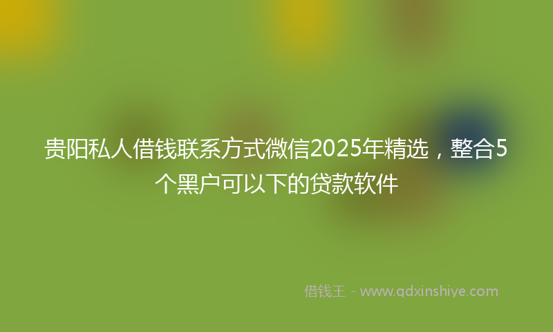 贵阳私人借钱联系方式微信2025年精选，整合5个黑户可以下的贷款软件