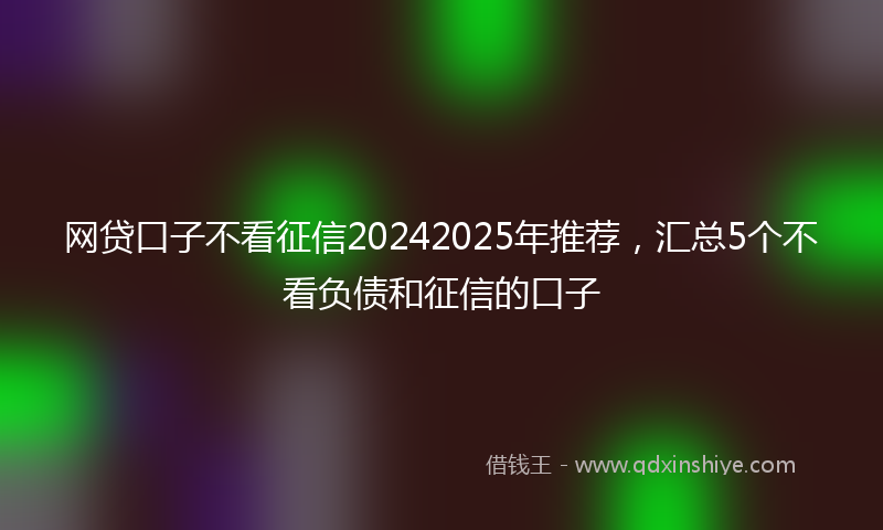 网贷口子不看征信20242025年推荐，汇总5个不看负债和征信的口子