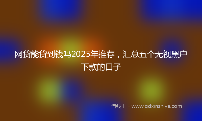 网贷能贷到钱吗2025年推荐，汇总五个无视黑户下款的口子