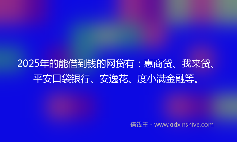 2025年的能借到钱的网贷有：惠商贷、我来贷、平安口袋银行、安逸花、度小满金融等。