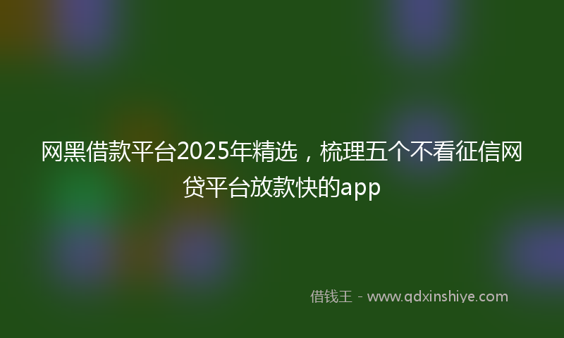 网黑借款平台2025年精选，梳理五个不看征信网贷平台放款快的app