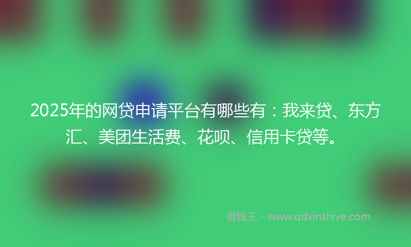 2025年的网贷申请平台有哪些有：我来贷、东方汇、美团生活费、花呗、信用卡贷等。