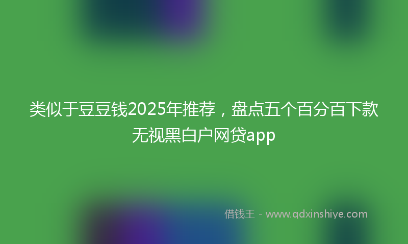 类似于豆豆钱2025年推荐，盘点五个百分百下款无视黑白户网贷app