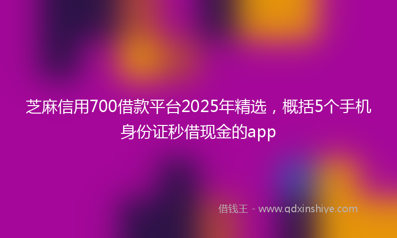 芝麻信用700借款平台2025年精选，概括5个手机身份证秒借现金的app