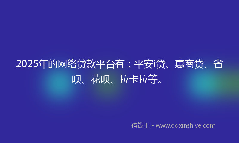 2025年的网络贷款平台有：平安i贷、惠商贷、省呗、花呗、拉卡拉等。