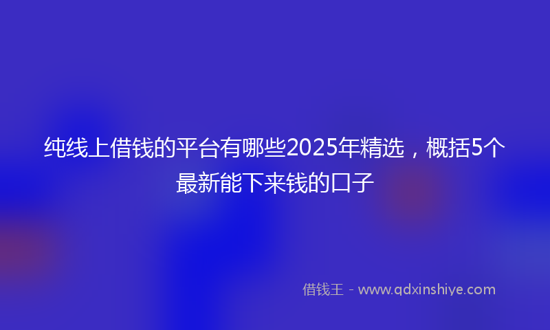 纯线上借钱的平台有哪些2025年精选，概括5个最新能下来钱的口子