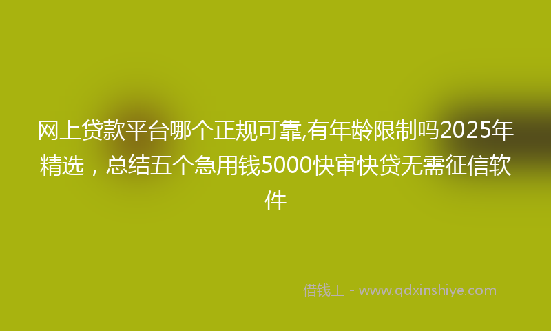 网上贷款平台哪个正规可靠,有年龄限制吗2025年精选，总结五个急用钱5000快审快贷无需征信软件