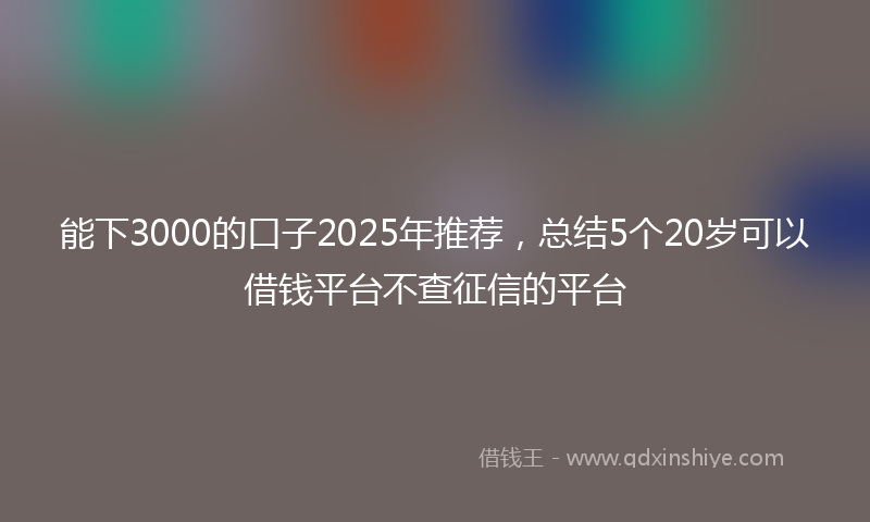 能下3000的口子2025年推荐，总结5个20岁可以借钱平台不查征信的平台