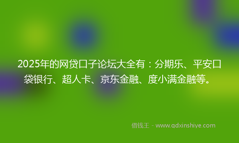 2025年的网贷口子论坛大全有：分期乐、平安口袋银行、超人卡、京东金融、度小满金融等。