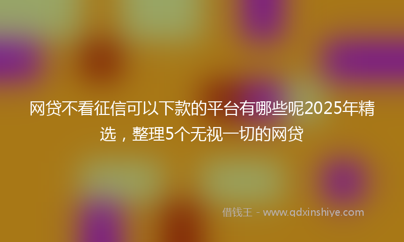 网贷不看征信可以下款的平台有哪些呢2025年精选，整理5个无视一切的网贷