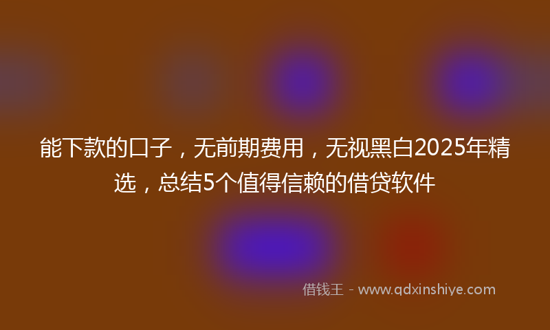 能下款的口子，无前期费用，无视黑白2025年精选，总结5个值得信赖的借贷软件