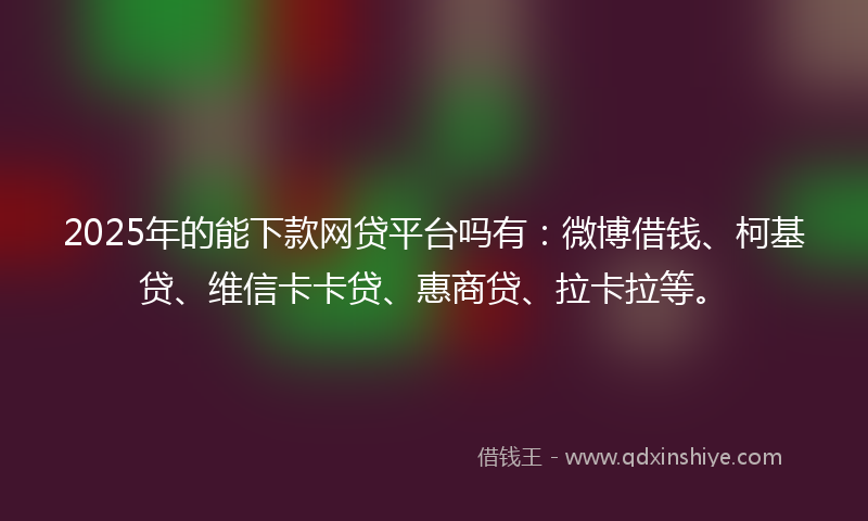 2025年的能下款网贷平台吗有：微博借钱、柯基贷、维信卡卡贷、惠商贷、拉卡拉等。