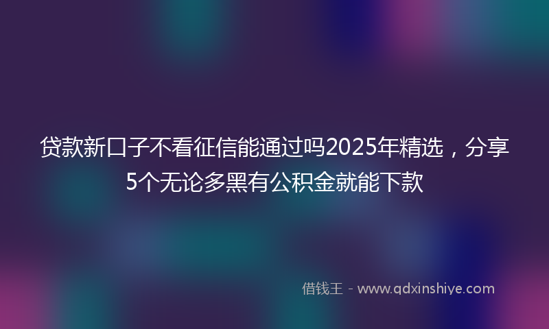 贷款新口子不看征信能通过吗2025年精选，分享5个无论多黑有公积金就能下款