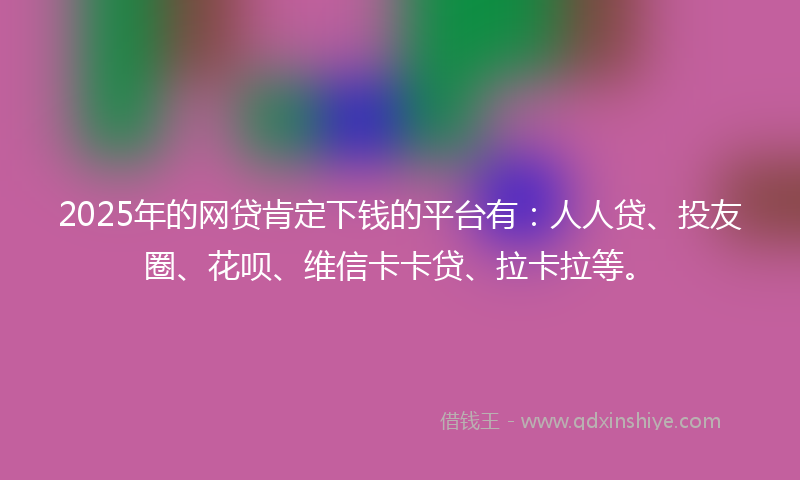2025年的网贷肯定下钱的平台有：人人贷、投友圈、花呗、维信卡卡贷、拉卡拉等。