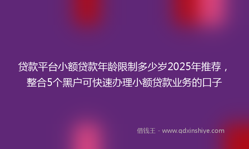 贷款平台小额贷款年龄限制多少岁2025年推荐，整合5个黑户可快速办理小额贷款业务的口子
