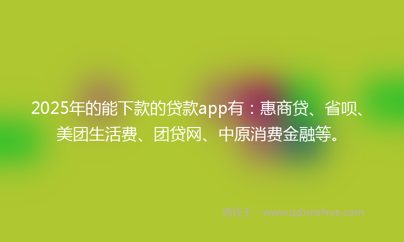 2025年的能下款的贷款app有：惠商贷、省呗、美团生活费、团贷网、中原消费金融等。