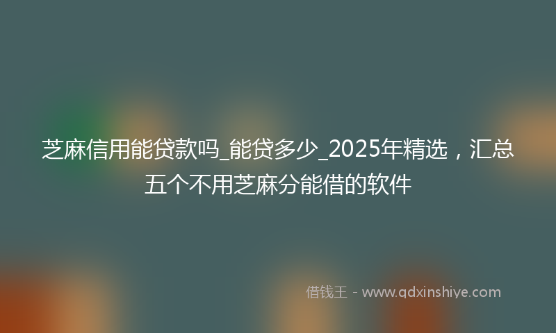 芝麻信用能贷款吗_能贷多少_2025年精选，汇总五个不用芝麻分能借的软件