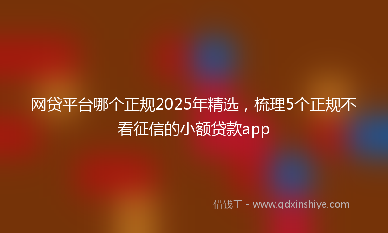 网贷平台哪个正规2025年精选，梳理5个正规不看征信的小额贷款app