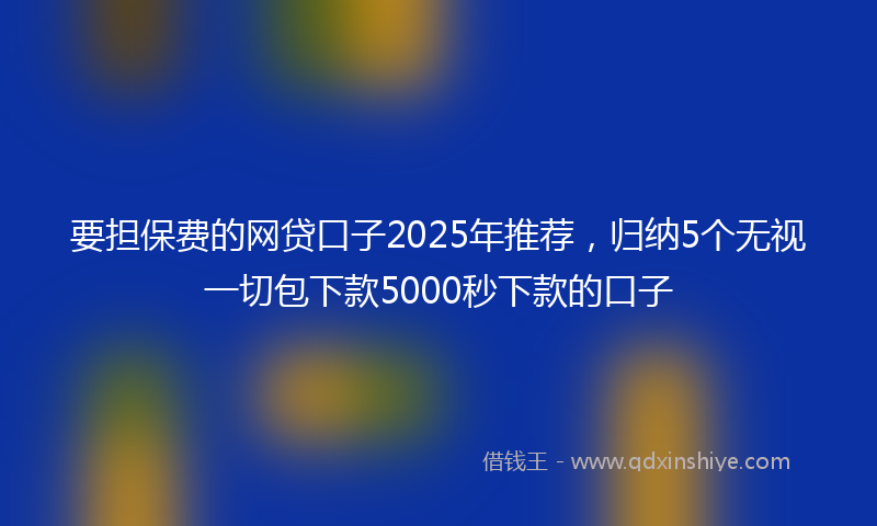 要担保费的网贷口子2025年推荐，归纳5个无视一切包下款5000秒下款的口子