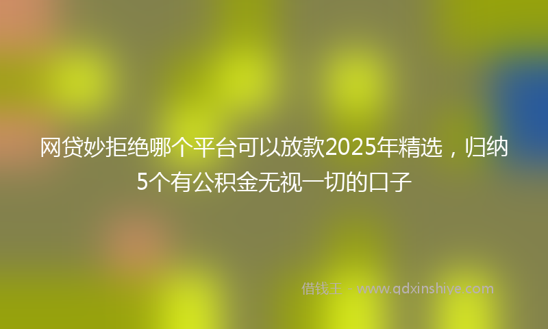 网贷妙拒绝哪个平台可以放款2025年精选，归纳5个有公积金无视一切的口子