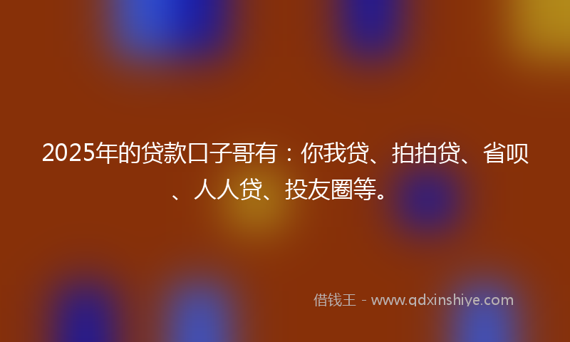 2025年的贷款口子哥有：你我贷、拍拍贷、省呗、人人贷、投友圈等。