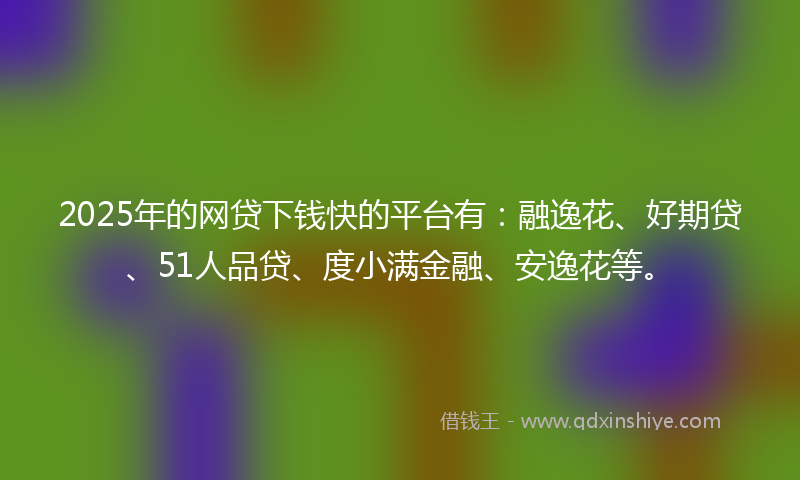 2025年的网贷下钱快的平台有：融逸花、好期贷、51人品贷、度小满金融、安逸花等。